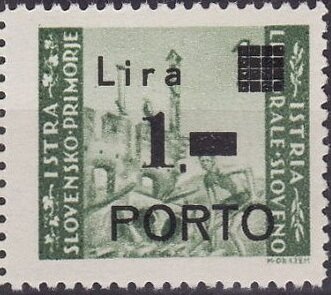 Landscape Stamp Overprint "PORTO" and new value