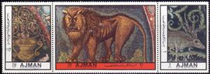 Se-tenant, Animal Mosaics - se-tenant, Ajman,  , Animals (Fauna), Mosaic