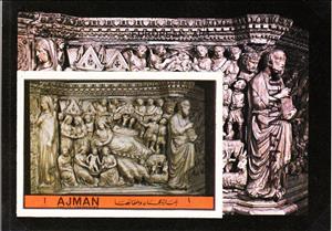 Souvenir Sheet, Bas-relief, Ajman,  , Art, Sculptures