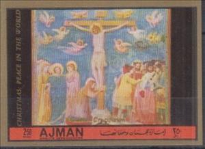 Stamp, Crucifixion, Giotto, Ajman,  , Paintings