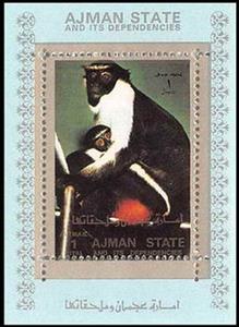 Souvenir Sheet, Diana Monkey (Cercopithecus diana), Ajman,  , Animals (Fauna), Mammals, Monkeys