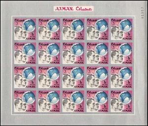 Full Pane, EH White and J McDivitt, Earth Globe with Orbits, Ajman,  , Astronauts, Globes, Outer Space, Space Traveling