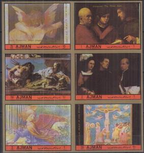 Se-tenant, Italian Paintings - se-tenant, Ajman,  , Paintings