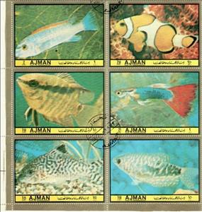 Se-tenant, Tropical Fish - se-tenant, Ajman,  , Animals (Fauna), Fishes