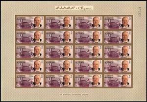 Full Pane, Winston Spencer Churchill and Westminster-Abbey, Ajman,  , Authors, Famous People, Literary People (Poets and Writers), Literature, Nobel Laureates, Politicians, Государственный деятель