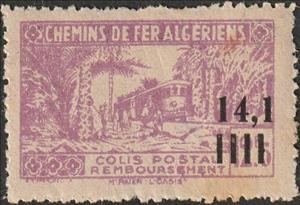 Stamp, Algerian Railways - M'raier Oasis, Algeria,  , Locomotives, Palm-trees