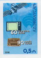 Stamp, TV and Radio Broadcasting, Azerbaijan,  , Radio, Satellites, Television