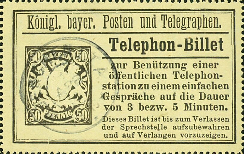 König. bayer. Posten und Telegraphen. - Telephon-Billet