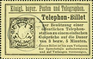 Stamp, König. bayer. Posten und Telegraphen. - Telephon-Billet, Bavaria,  , Coats of Arms, Crowns and Coronets, Heraldic Animals, Лев, Telephony