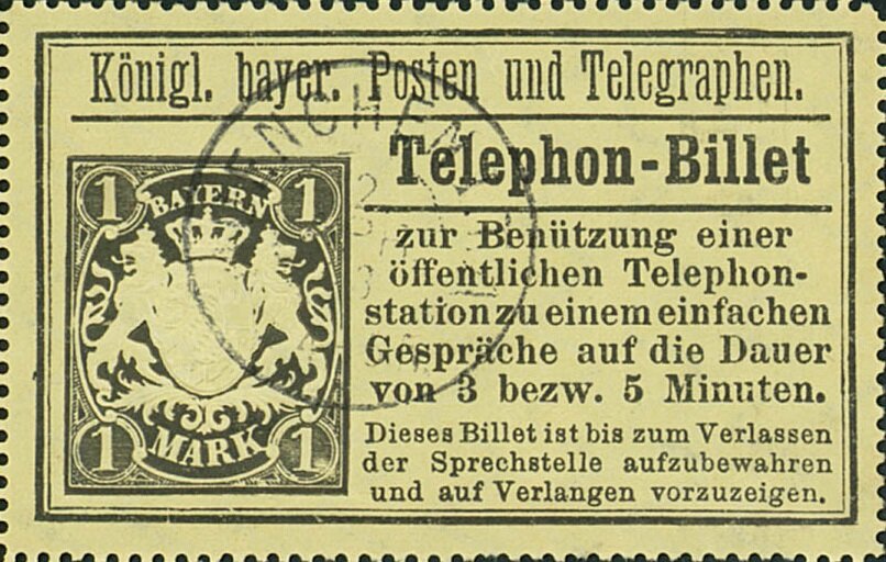 König. bayer. Posten und Telegraphen. - Telephon-Billet