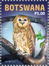 Stamp, Pel's fishing owl (Scotopelia peli), Botswana,  , Owls
