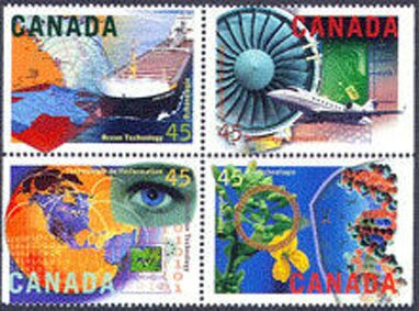 Se-tenant, Ocean Technology, Canada,  , Aircraft, Maps, Ships, Tankers, Technology