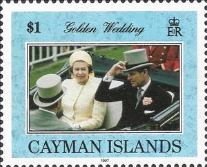 Stamp, QEII Golden Wedding, Cayman Islands,  , Heads of State, Princes, Queens, Royalty