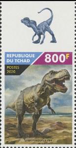 Stamp, Tyrannosaurus rex, Chad,  , Animals (Fauna), Dinosaurs, Prehistorical Animals, Prehistory