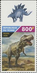 Stamp, Tyrannosaurus rex, Chad,  , Animals (Fauna), Dinosaurs, Prehistorical Animals, Prehistory