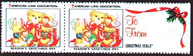 Stamp with Attached Label, Christmas, Cinderellas,  , Christmas, Greetings, Toys