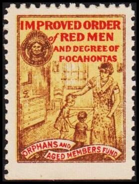 Stamp, Improved order of red men degree of pocahontas, Cinderellas,  , Charity, Families