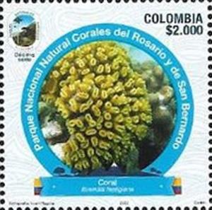 Stamp, Coral, Colombia,  , Corals and Sponges, National Parks