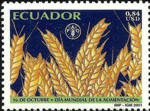 Stamp, Ears of corn, Ecuador,  , Agriculture, F.A.O., Food