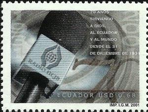 Stamp, Microphone, Ecuador,  , Anniversaries and Jubilees, Radio