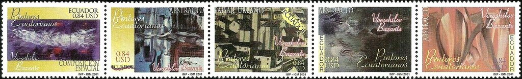 Se-tenant, Paintings by Voroshilov Bazante, Ecuador,  , Art, Paintings
