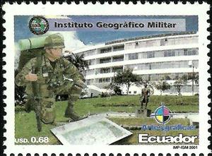 Stamp, Soldier and map, Ecuador,  , Maps, Military Forces