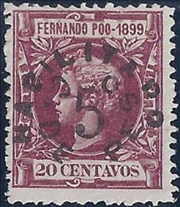 Stamp, Alfonso XIII (1899) BLACK overprinted, Fernando Poo,  , Famous People, Heads of State, Kings, Men, Royalty