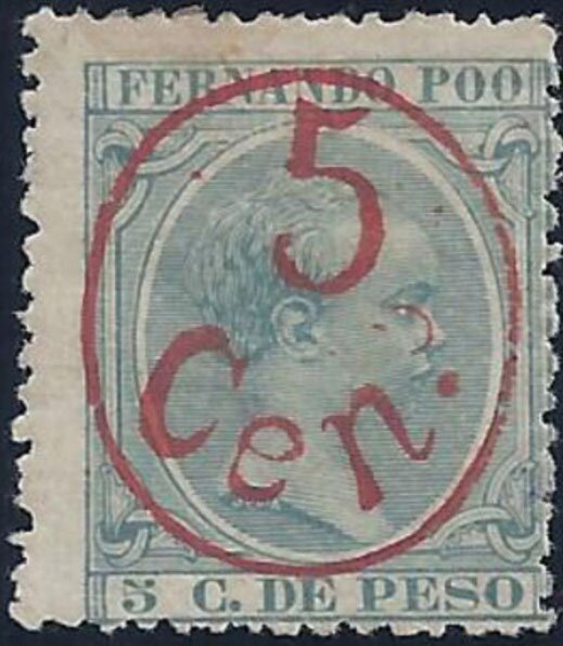 Alfonso XIII overprinted by RED 5Cent