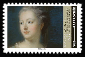 Stamp, Madame de Pompadour (Detail) by Maurice Quentin de La Tour, France,  , Art, Paintings