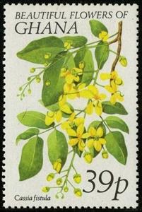 Stamp, Cassia fistula, Ghana,  , Flowers
