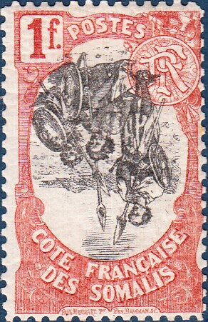 Stamp, Warriors, French Somaliland (Somali Coast),  