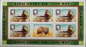 Mini Sheet, Sheet of 5 stamps OP London, Ghana,  