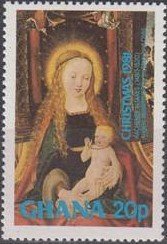 Stamp, Mary and Child (Aachener Altares), Ghana,  