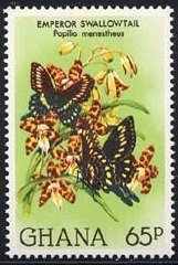 Stamp, Western Emperor Swallowtail (Papilio menestheus), Ghana,  , Butterflies
