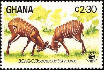 Stamp, Bongo (Tragelaphus eurycerus), Ghana,  , WWF, Animals (Fauna)