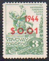 Swiss colony monument, overprinted in red