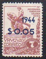 Swiss colony monument, overprinted in blue