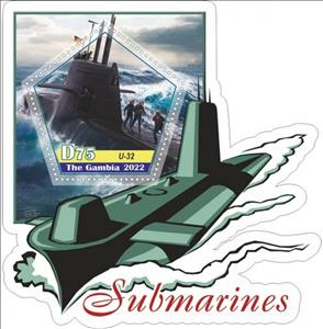 Souvenir Sheet, Transport Submarines, Gambia,  