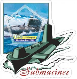 Souvenir Sheet, Transport Submarines, Gambia,  