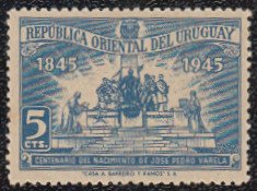 Stamp, Monument to Jose Pedro Varela, Montevideo, Uruguay,  , Monuments