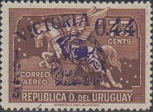 Stamp, Surcharged Pegasus, Uruguay,  