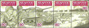 Se-tenant, 50th Anniversary of the Victory in the Pacific, Niuafo'ou,  , Anniversaries and Jubilees, Army, Palm-trees, Second World War, Tanks