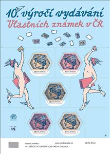 Full Pane, 10. VÝroČÍ VydÁvÁnÍ VlastnÍch ZnÁmek, Personalized and Private Mail Stamps,  , Anniversaries and Jubilees, Stamps