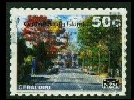 Stamp, Cox Street, Geraldine, Personalized and Private Mail Stamps,  , Buildings, Roads, Townscapes / City Views, Trees