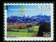 Stamp, Four Peaks Range, as seen from Geraldine, Personalized and Private Mail Stamps,  , Landscapes, Mountains