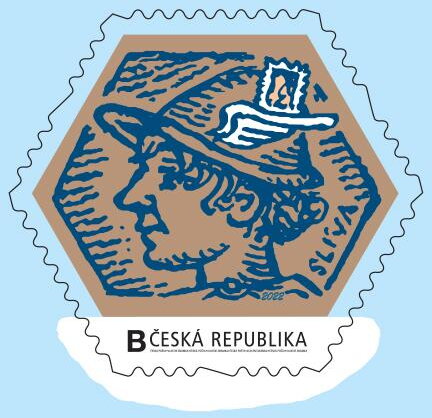 Hlava Merkura tm. modrá, hnědobéžová