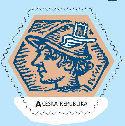 Hlava Merkura tm. modrá, tm. béžová