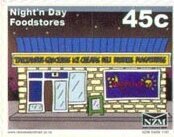 Stamp, Night 'n Day Foodstores, Night, Personalized and Private Mail Stamps,  , Buildings, Shops