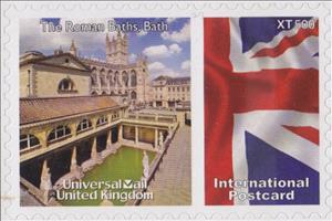 Stamp, Roman Baths, Bath.1 Union Jack Flag, Personalized and Private Mail Stamps,  , Architecture, Buildings, Flags, Санатории и курорты, Tourism