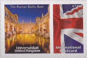 Stamp, Roman Baths, Bath.4 Union Jack Flag, Personalized and Private Mail Stamps,  , Flags, Санатории и курорты, Sculptures, Tourism